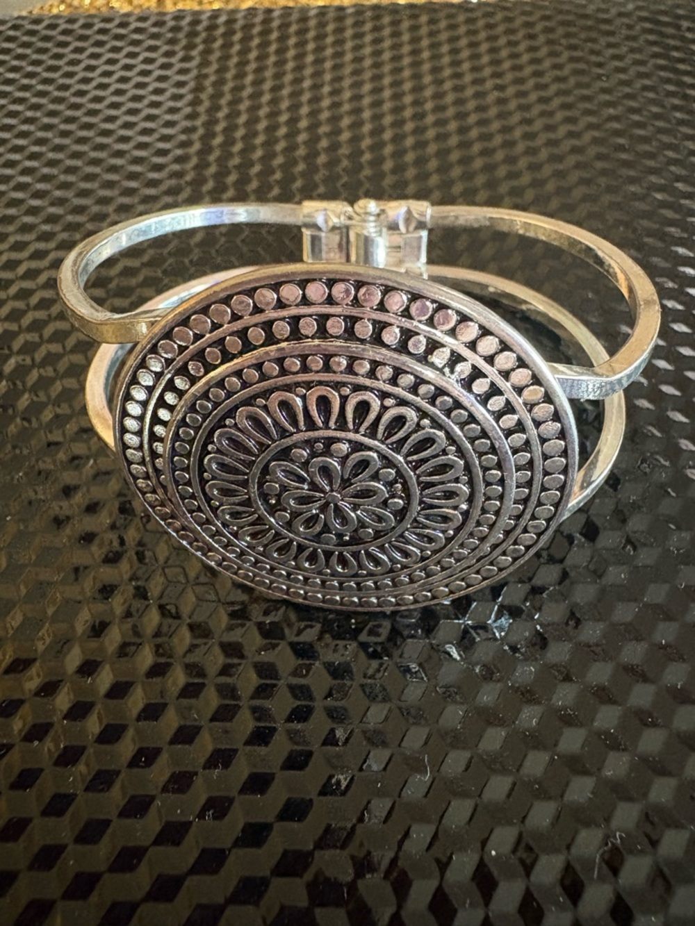 Silver-Tone Floral Medallion Cuff Bracelet - Women's Jewelry
